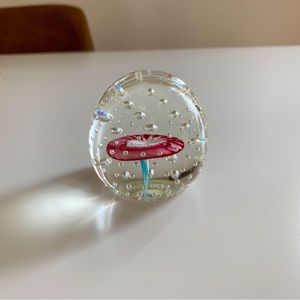 Vintage Glass Flower Paperweight